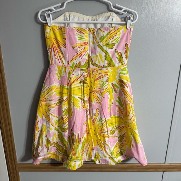 Lilly Pulitzer Pink and Yellow Strapless Mini Dress Size 6 - Picture 8 of 8